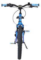 Blaues Mountainbike mit breiten Reifen und sportlichem Lenkerdesign