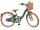 Damenfahrrad in Grün mit Korb und braunen Reifen