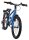 Blaues Fahrrad mit robusten Reifen und Gepäckträger hinten