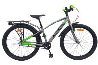 Mountainbike in Silber mit grünen Akzenten und...