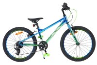 Blaues Kinderfahrrad mit grünen Akzenten und...