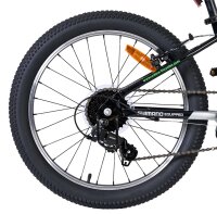 Hinterrad eines Fahrrads mit Shimano Ausstattung und...