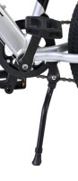 Fahrradständer aus Metall, schwarz, an einem Fahrradrahmen montiert