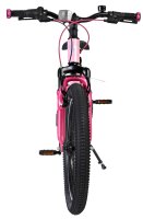 Mountainbike in Pink mit schwarzem Rahmen und grobem Reifen