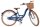 Blaues Fahrrad mit Korb, braunen Reifen und bequemer Sitzfläche