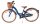 Damenfahrrad in Blau mit Korb und braunen Reifen