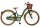 Damenfahrrad in Grün mit Korb und braunen Reifen