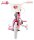 Rosa Kinderfahrrad mit Korb und Trainingsträdern, vorne sichtbar