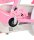Pinkes Kinderfahrrad mit Pedal und Reifen, sichtbare technische Details