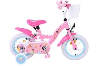 Rosa Kinderfahrrad mit Korb, Aufklebern und...