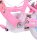 Rosa Kinderfahrrad mit Prinzessinnen-Aufklebern und weißen Reifen