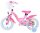 Rosa Kinderfahrrad mit weißen Reifen und Korb vorne