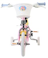 Kinderfahrrad in Pink mit weißem Korb und Stützrädern