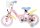 Rosa Kinderfahrrad mit Blumenmuster, Korb und weißen Reifen