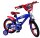 Buntes Kinderfahrrad in Blau und Rot mit Stützrädern