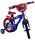 Kinderfahrrad in Blau und Rot mit Comic-Motiven und Stützrädern