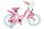 Rosa Kinderfahrrad mit Korb und bunten Aufklebern
