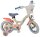 Kinderfahrrad in Weiß mit bunten Stitch-Motiven und Korb vorne