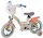 Kinderfahrrad in Creme mit bunten Blumen und Korb vorne