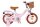 Rosa Kinderfahrrad mit Korb, braunem Sattel und stabilen Reifen