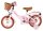 Rosa Kinderfahrrad mit Korb, braunem Sattel und stabilen Reifen