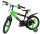 Schwarzes Kinderfahrrad mit grünen Akzenten und 16-Zoll-Rädern