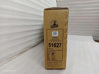 Braune Verpackung mit Produktinformationen und schwarzer-orangefarbener Farbe