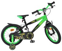 Schwarzes und grünes Kinderfahrrad mit 18 Zoll Rädern und Schutzblechen