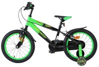 Schwarzes Kinderfahrrad mit grünen Akzenten und...