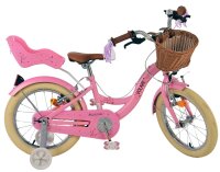 Rosa Kinderfahrrad mit Korb und Sitz für ein Kind...