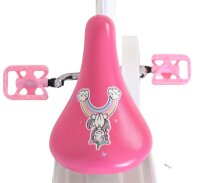 Rosa Fahrradsattel mit Einhorn- und Regenbogenmotiv, kindgerecht gestaltet