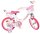 Kinderfahrrad in Weiß und Pink mit Einhorn-Motiv und Korb