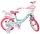 Kinderfahrrad in Türkis und Pink mit Einhorn-Motiv und Korb