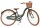 Damenfahrrad in Olivgrün mit Korb und braunen Reifen
