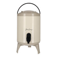 JENS Living Saftspender Set mit 4 Bechern & Ständer | 4L Getränkespender für Party, Garten & Buffet | Robuste Glaskaraffe / Wasserspender