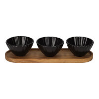 JENS Living Servierset mit Muschelschalen – Edles Snack- & Dip-Set aus Akazienholz & Keramik, ideal zum Anrichten & Verschenken