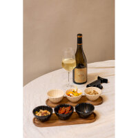 JENS Living Servierset mit Muschelschalen – Edles Snack- & Dip-Set aus Akazienholz & Keramik, ideal zum Anrichten & Verschenken