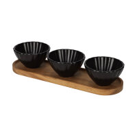 JENS Living Servierset mit Muschelschalen – Edles Snack- & Dip-Set aus Akazienholz & Keramik, ideal zum Anrichten & Verschenken