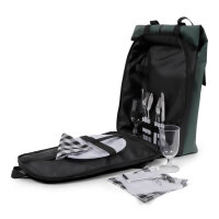 NORLÄNDER Picknickrucksack für 2 Personen – Komplettes Besteckset, Teller, Gläser, Schneidebrett & integriertes Kühlfach für Ausflüge & Outdoor