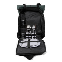 NORLÄNDER Picknickrucksack für 2 Personen – Komplettes Besteckset, Teller, Gläser, Schneidebrett & integriertes Kühlfach für Ausflüge & Outdoor