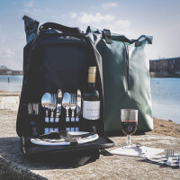NORLÄNDER Picknickrucksack für 2 Personen – Komplettes Besteckset, Teller, Gläser, Schneidebrett & integriertes Kühlfach für Ausflüge & Outdoor