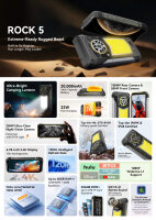 Blackview ROCK 5 Black Outdoor Smartphone 20000mAh Akku 108MP Kamera Night Vision 36GB RAM 256GB ROM 6.78" 120Hz FHD+ Rugged Handy Android 16 NFC