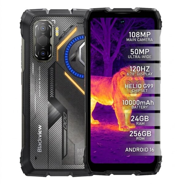 Blackview ROCK 3 Outdoor Smartphone 108MP Kamera 10000mAh Akku 24GB RAM 256GB ROM 120Hz 6.78" FHD+ Rugged Handy Android 16 Thermal Imaging NFC OTG