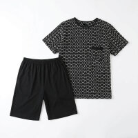 GIANVAGLIA Herren Pyjama Set Schlafanzug Shorty Zweiteilig Baumwolle Hausanzug Manner Nachtwasche Bequem Gemutlicht M-3XL
