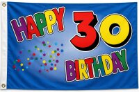 Flagge 30. Geburstag Happy Birthday 90x150 cm mit 2...