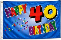 Flagge Geburtstag 40 Jahre Happy Birthday 90x150 cm mit 2...