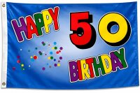 Flagge Geburtstag 50 Jahre Happy Birthday 90x150 cm mit 2...