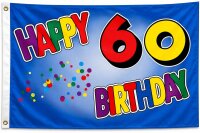 Flagge Geburtstag 60 Jahre Happy Birthday 90x150 cm mit 2...