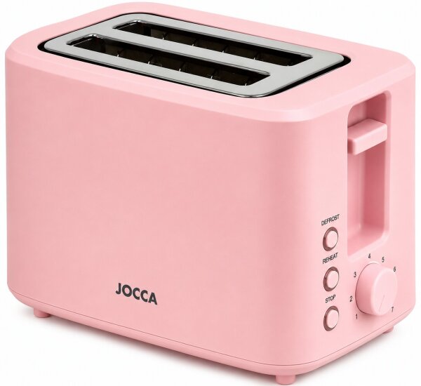 JOCCA Toaster Rosa 700W – 2 breite Schlitze, 7 Bräunungsstufen & Auftauen