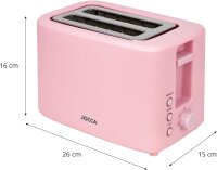 JOCCA Toaster Rosa 700W – 2 breite Schlitze, 7 Bräunungsstufen & Auftauen
